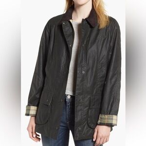 Barbour Beadnell Waxed Cotton Jacket 14US/18UK in Classic Olive